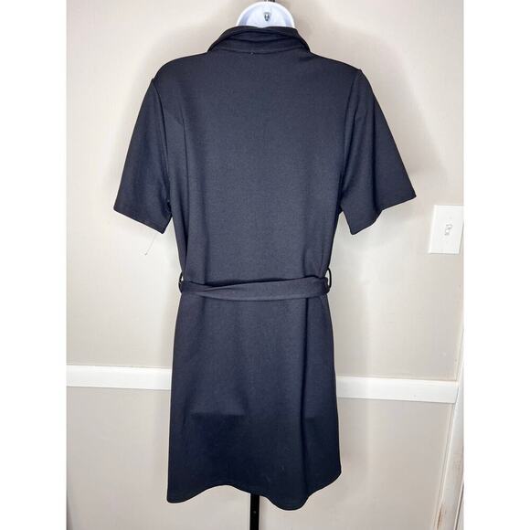41Hawthorn Womens Sammie Point Shirt Dress Short Sleeves Black Size M Petite NEW - Picture 5 of 10